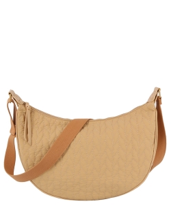 Leaf Quilted Hobo Crossbody Bag LM0346 TAN